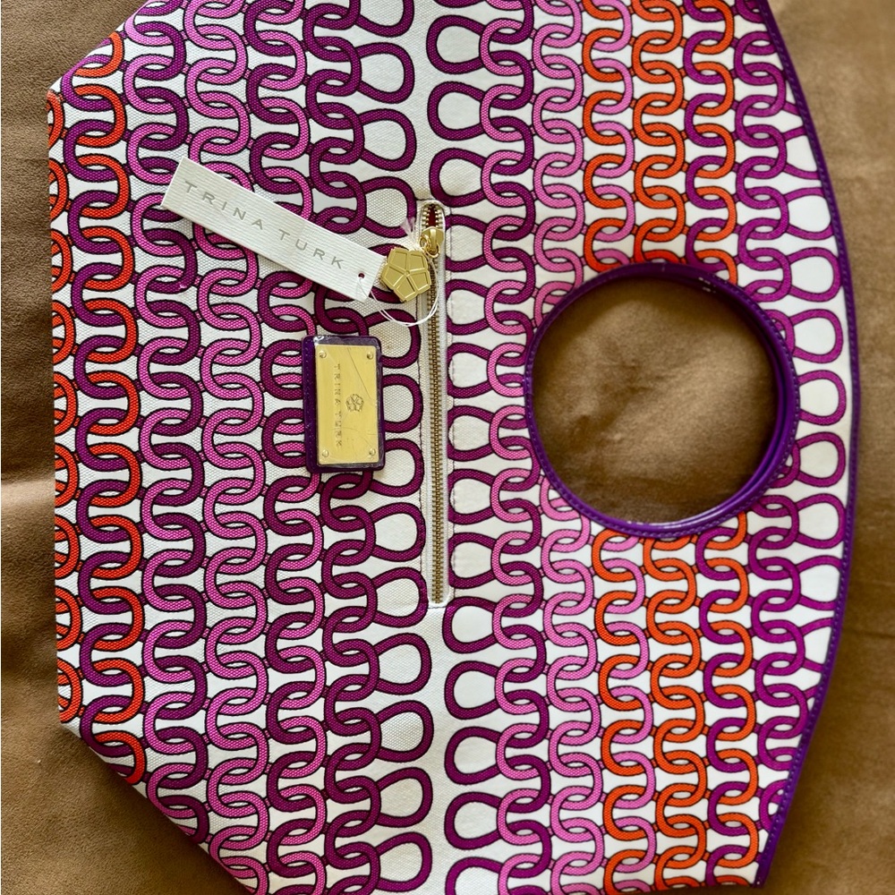 Trina Turk Purple and Orange Geometric Tote